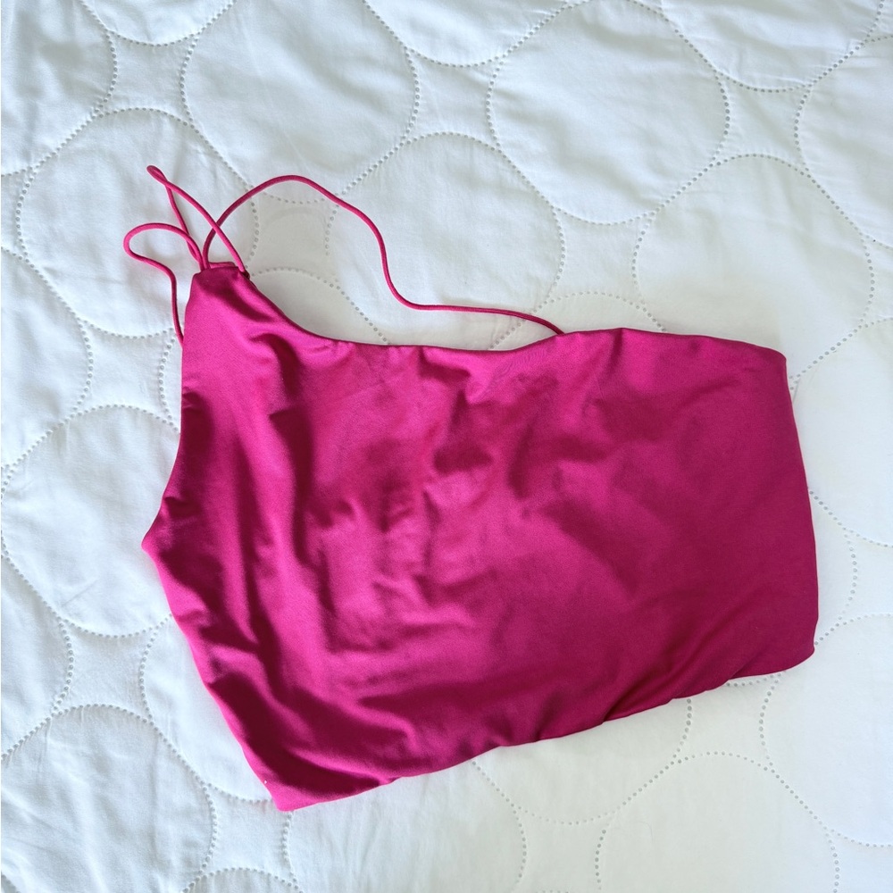 SHEIN Hot Pink One-Shoulder Crop Top